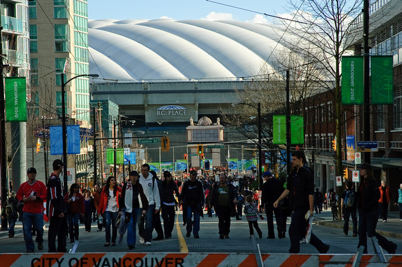 Crowds By The BC Place