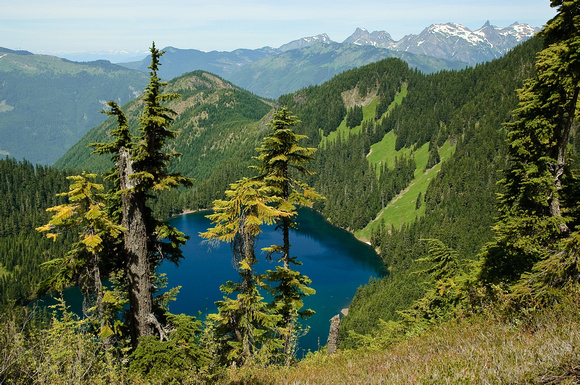 View of the Lower Pierce Lake from the midslope of Mount MacFarlane